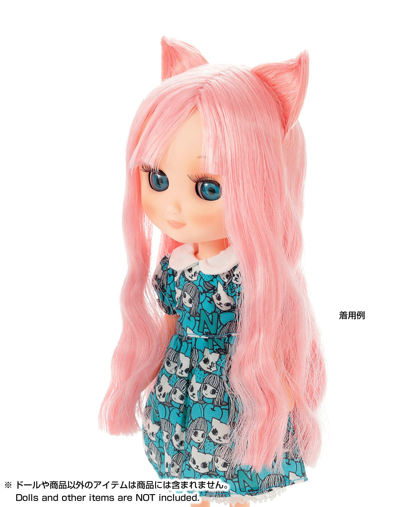 7-8 inch Doll Wig, Cat Ears Wavy Long, Milky Strawberry ねこみみウィッグ ミルキーストロベリー