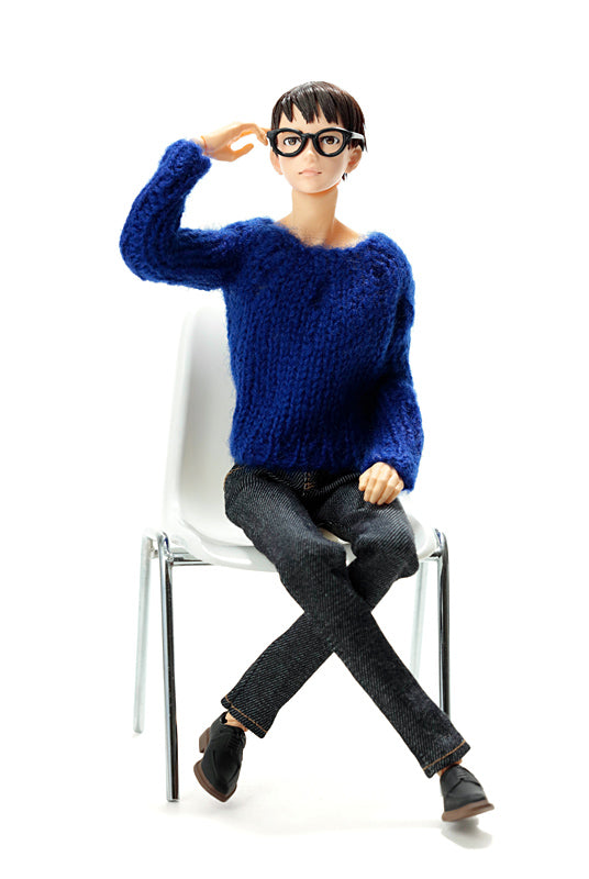 Dress: Short length Bulky Knit, Blue for momoko / ショート丈バルキーニット ブルー