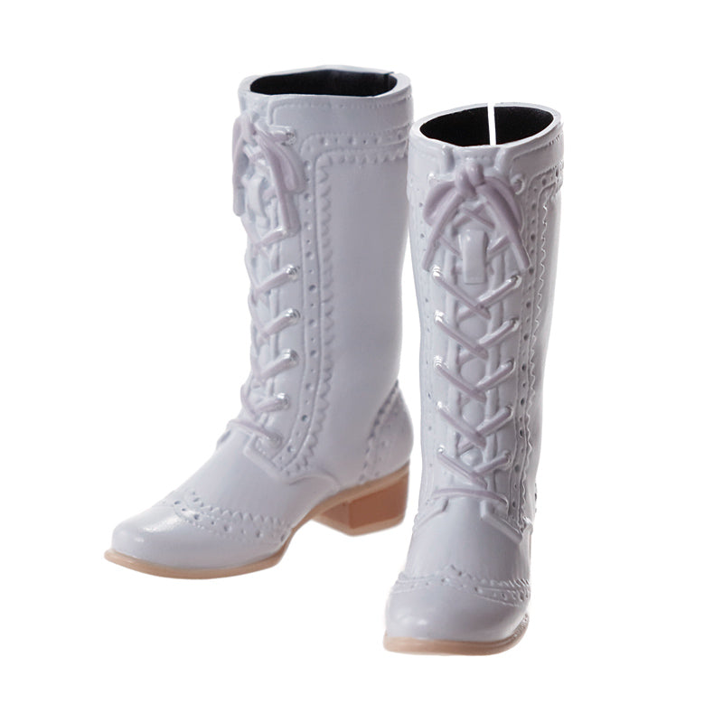 momoko ruruko shoes: Mid-Calf Lace-Up Boots, Pale-Blue-Gray / レースアップミドルブーツ ペールブルーグレー