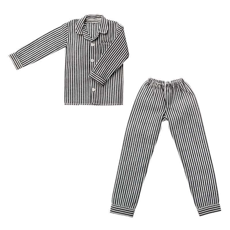 Dress: Men's Pajamas, Black Stripe / メンズパジャマ ブラックストライプ