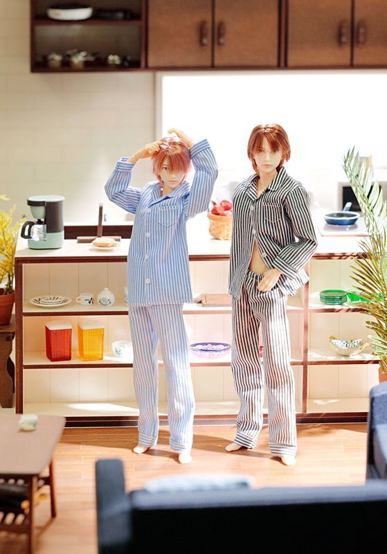 Dress: Men's Pajamas, Black Stripe / メンズパジャマ ブラックストライプ