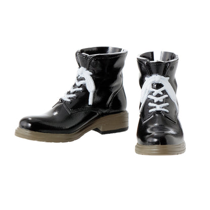 Men's Work Boots, Enamel Black, White Shoelaces / メンズワークブーツ エナメルブラック 靴紐ホワイト